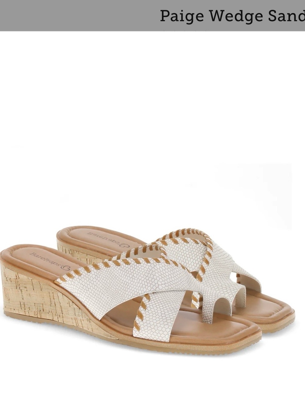 NWT Women’s BareTraps Paige Cream Crisscross Slide Sandals with Contrast